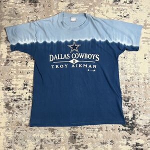 VTG Y2K NFL QB #8 Troy Aikman Dallas Cowboys Tie-Dye Shirt Sx XL Single Stitch